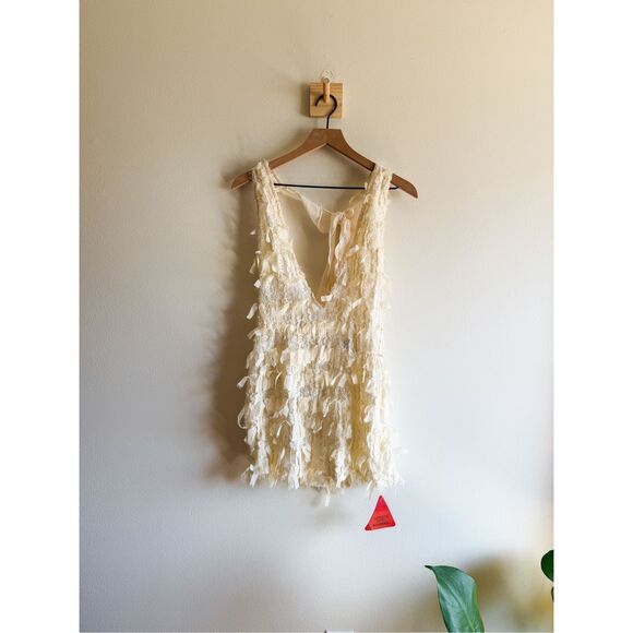 New EGO Extreme Plunge Mini Bodycon Dress In Cream Texture Size 8 - Picture 4 of 9